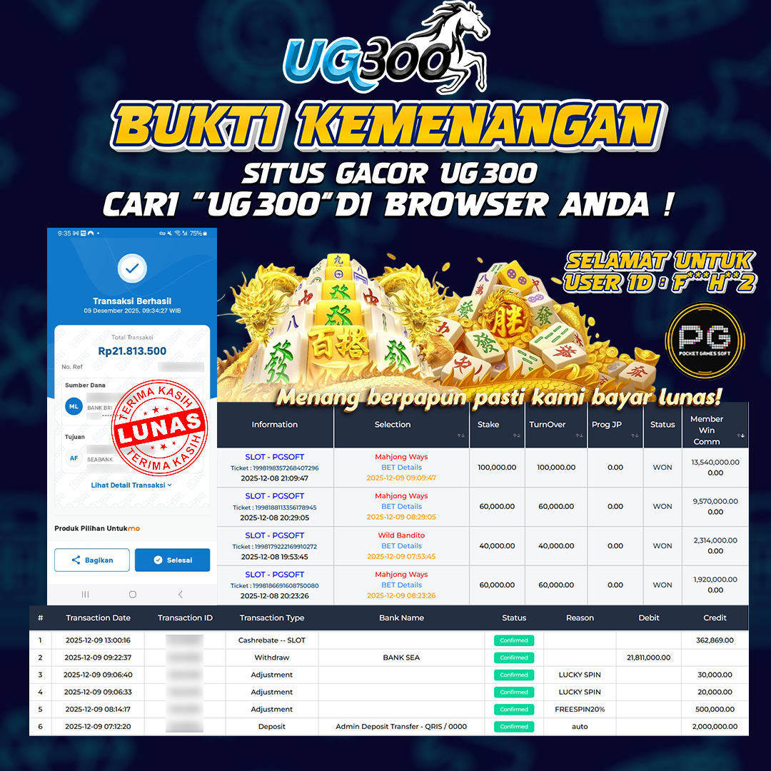 UG300 BERMAIN DI MAHJONG WAYS JACKPOT SPEKTAKULER Rp.21,811,000- DI BAYAR TUNTAS